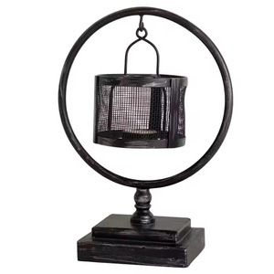 Portavelas Circular de Madera Negra, Decoración para el Hogar, Centro de Mesa - Product Image 5