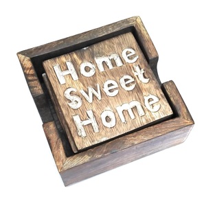 High Quality Walnut & Mango Wood Square Coasters Premium Wooden Drink Coaster Set for <b>Table</b> Protection - Product Image 1