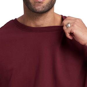 Men's Maroon Short Sleeve T-Shirt O-Neck Solid Color Casual Regular Fit 100% Cotton Knitted Jersey Style - Product Image 5