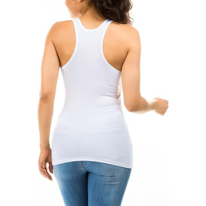 Débardeur sans manches blanc pour femme, col rond, couleur unie, tricoté, décontracté - Product Image 5