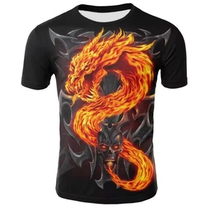 T-shirt personnalisé en polyester 100% avec impression par sublimation, motif dragon, streetwear décontracté pour hommes, impression intégrale, t-shirt imprimé en 3D - Product Image 5