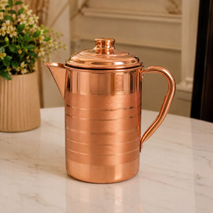 Handmade Pure Copper Water <b>Jug</b> with Lid, Copper Pitcher for <b>Drinking</b> Water, Ayurvedic Copper Serving <b>Jug</b>, Kitchen Tableware - Product Image 2