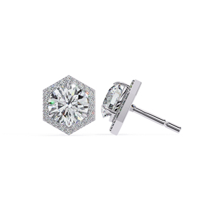 Luxury Hexagon Halo Moissanite Stud <b>Earrings</b> 6.2mm Round Cut D Color VVS Moissanite Diamond <b>Earrings</b> Fine Jewelry - Product Image 4