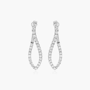 ต่างหูเพชรทรงหยดน้ำ 14K ทองคำขาว ประดับเพชรเพาะเลี้ยงแบบ Pavé - Product Image 1