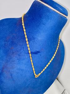 Cadena de Oro Sólido de 22K con Eslabones Ovalados de Diseño Elegante, Gancho en Forma de S, Joyería Tradicional India Unisex para Bodas y Fiestas - Product Image 3