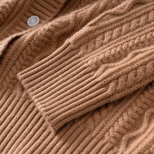 Women Fashion Casual Lapel Neck Twist Knit Single Breasted Thick Cashmere <b>Cardigan</b> <b>Sweater</b> - Product Image 6