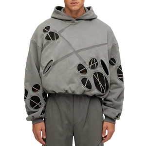 Fleece Lined Retro Drop Shoulder Solid Pattern Polyester Cotton Hoodies Autumn Winter Trendy Men's Loose Casual Sweatshirt - Product Image 5