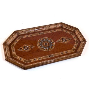 Morden Luxury Decorative Wooden Snack Serving Tray With <b>Printing</b> <b>Islamic</b> Ramadan Centerpiece for Dates Nuts Arabic Hospitalit - Product Image 1