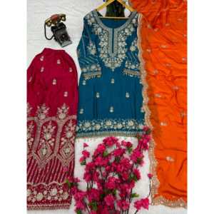 Ensemble de costumes de fête pour femmes de créateur avec broderie multi-aiguilles - Product Image 1