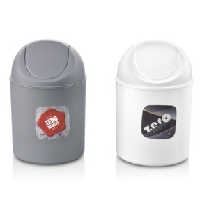 Zero Waste <b>Mini</b> <b>Desk</b> Bin with Flip Lid Cylindrical Plastic Waste Container for Office Desktop Use Gray and White - Product Image 3