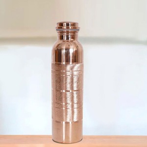 Copper Water Bottle Solid Color Screw-On Lid <b>Reusable</b> Travel <b>Mug</b> Traditional Chinese Design Single Wall Metal Unisex - Product Image 5