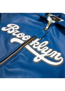 Veste bomber en cuir FLY GEENIUS X VANSON - Coupe-vent, écologique, streetwear uni, Brooklyn Surf Blue - Product Image 3