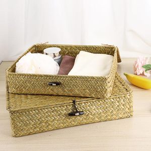 Ensemble de 2 paniers de rangement tressés en jonc de mer rustique, écologiques et de haute qualité, avec couvercle, collection Printemps, couleur personnalisable, multi-usages - Product Image 6