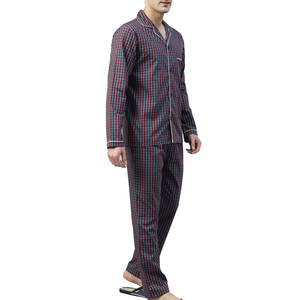 Vêtements de nuit pour hommes de haute qualité, luxueux, personnalisables, à manches longues, 100% coton, respirants, unis, matière solide - Product Image 1