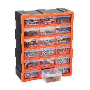 Armoire de rangement en plastique à 18 tiroirs, empilable, organisateur de petites pièces pour garage, montage mural - Product Image 1
