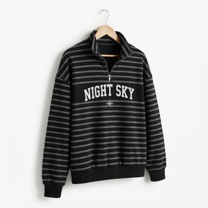เสื้อสเวตเชิ้ตซิปหนึ่งในสี่แบบมีลายพิมพ์ท้องฟ้ายามค่ำคืนสำหรับผู้หญิง คอตั้ง แขนยาว สวมใส่สบายๆ ในฤดูใบไม้ร่วง - Product Image 1