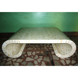 Mesa de Centro Moderna de Madera Maciza Ecológica con Incrustaciones de Hueso para Sala de Estar, Dormitorio, Bar en Casa y Uso en Villas - Product Image 1