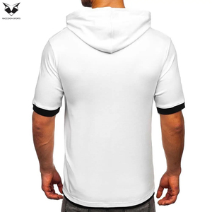 Camiseta de manga corta con capucha para hombre, de color sólido, en diferentes colores, con cordón ajustable, camisetas personalizadas con capucha, de media manga para hombre - Product Image 6