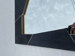 Venta caliente de alta calidad de lujo ligero grande moderno hecho a mano 100% Faux Shagreen espejo de pared de Vietnam - Product Image 4