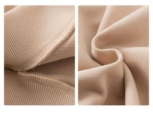 Ensemble de survêtement beige à capuche, deux pièces, multicolore, à manches longues, pantalon à cordon de serrage, couleur unie, décontracté, automne - Product Image 5