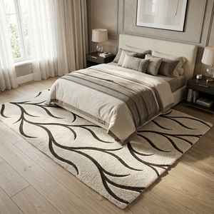 Tapis en laine tufté fait main à boucles hautes et basses, abstrait, antidérapant, moderne, sur mesure, prix d'usine en gros - Product Image 3