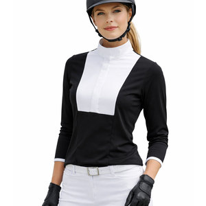Equestrian <b>Base</b> <b>Layer</b> Shirt Women Mesh Breathable Horse Riding Tops <b>Long</b> <b>Sleeve</b> Show Shirt Perforated Riding Apparel OEM - Product Image 1