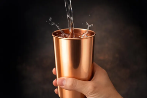 Copper Glasses Set of 2 Minimalist Design 300 ml Home Drinkware - Product Image 6