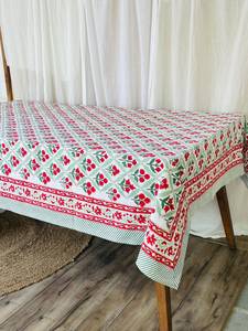 Nappe carrée en coton imprimé floral, faite à la main, écologique, de haute qualité, lavable, pour usage domestique, blanche, rouge, verte - Product Image 3