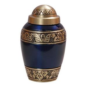 Urna Funeraria de Estilo Europeo Azul con Diseño Floral Dorado, Urna para Guardar Cenizas de Adultos, Recuerdo Conmemorativo, Contenedor de Cenizas - Product Image 1