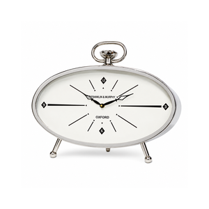 <b>Clock</b> Vintage Silver Oval Table <b>Clock</b> Quartz Analog Desktop Timepiece Decorative Mantel <b>Clock</b> for Home Office Living Room Decor - Product Image 2