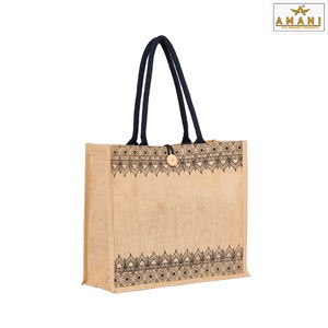 Bolsa de Yute Ecológica con Estampado de Mandala, Bolsa de Mano Natural Reutilizable para Compras y Regalos al Mejor Precio - Product Image 3
