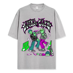 T-shirt noir pour homme avec imprimé graffiti de dessin animé, style streetwear, col rond, manches courtes, coupe classique, tissu jersey 100% coton - Product Image 3