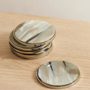 Stylish Buffalo Horn Coasters Set With Holder for Tea Coffee Juice Wine Classic for Restaurant <b>Bar</b> Hotel Office Use - Product Image 1