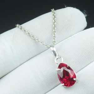 จี้รูปหยดน้ำทับทิมสีแดงสดใสไร้ตำหนิ เงินแท้ 925 สไตล์วินเทจ สร้อยคอ ของขวัญวันเกิด วันวาเลนไทน์ - Product Image 4
