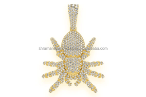 Colgante de araña tarántula con diamantes cultivados en laboratorio, estilo hip hop, para hombre, de plata 925 chapada en oro, collar personalizado, amuleto para fiesta - Product Image 5