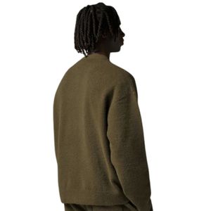 Pull en tricot kaki, coton doux de qualité supérieure, coupe décontractée confortable, manches longues, vêtement décontracté pour un confort quotidien - Product Image 5