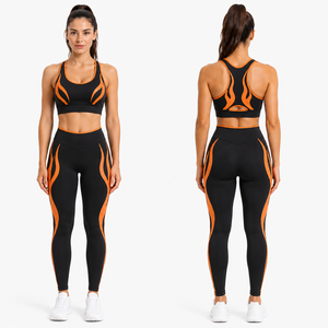 Conjunto de Yoga para Mujer con Paneles en Contraste, Leggings de Cintura Alta, Sujetador Deportivo, Ropa Deportiva para Gimnasio y Entrenamiento - Product Image 2