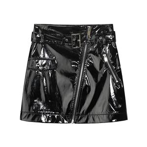 Mini-jupe en cuir PU gothique respirante et à séchage rapide de couleur unie pour femme, idéale pour les soirées et le streetwear - Product Image 1