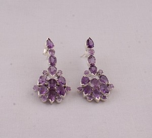 Wholesale Natural Amethyst 925 <b>Sterling</b> <b>Silver</b> <b>Dangle</b> <b>Earrings</b> February Birthstone Purple Gemstone Drop <b>Earrings</b> High Quality - Product Image 3