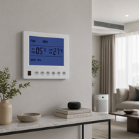 Thermostat numérique AC817F 3 vitesses RS485 pour ventilo-convecteur 2/4 tuyaux, carré, 220V, ignifuge PC+ABS pour Villa, Appartement, Hôtel, Hôpital