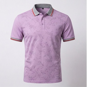 Polo imprimé pour homme, manches courtes, en coton tricoté, décontracté, respirant - Product Image 1