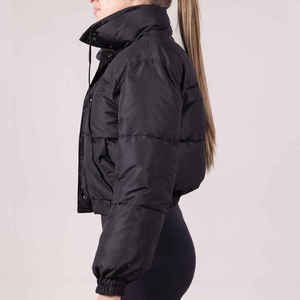OEM Women's Quilted Winter Jacket Warm Quick-Dry Waterproof Crop Top Puffer Bomber Style Nylon Zipper Bubble Coats for Ladies - Product Image 2