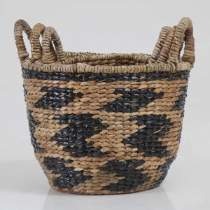 Ensemble de 3 paniers ronds en jacinthe d'eau avec poignées, paniers de rangement faits à la main, vente en gros, écologiques, fabriqués au Vietnam - Product Image 1