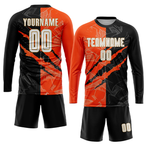 Maillot de football personnalisé à manches longues et col rond pour gardien de but, 100 % polyester, ensembles de tenues de football pour jeunes - Product Image 1