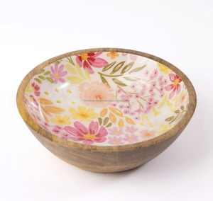 Bol de service classique en bois d'acacia fait à la main, écologique, durable, avec finition imprimée, pour les fêtes et les cadeaux d'affaires - Product Image 2