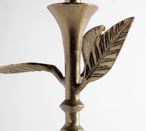 Botanical Grace Metal Table <b>Lamp</b> with Antique Gold Iron <b>Leaf</b> Base Premium Fabric <b>Shade</b> Warm Ambient Lighting for Elegant Homes - Product Image 3