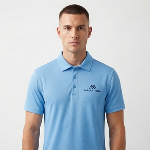 Camiseta Polo Azul Claro Personalizada para Hombre, Manga Corta, Ropa Deportiva de Golf, Uniforme de Trabajo, Fabricante Mayorista OEM ODM - Product Image 4