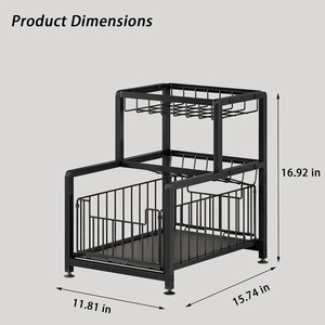 Modern Black Metal Kitchen Organizer Perfect for Home Organization Space Saving Fruit and <b>Vegetable</b> Storage Solution From India - Product Image 6