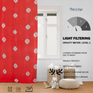 Rideau en coton imprimé tie-dye de qualité supérieure, panneau décoratif bohème pour fenêtre, idéal pour salon, chambre, café - Exportateur en gros Inde - Product Image 6