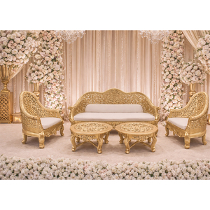 Juego de Muebles Maharaja de Madera Tallada para Bodas Musulmanas, Venta Directa de Fábrica, Sofá/Sillón de Lujo para Eventos de Boda - Product Image 1